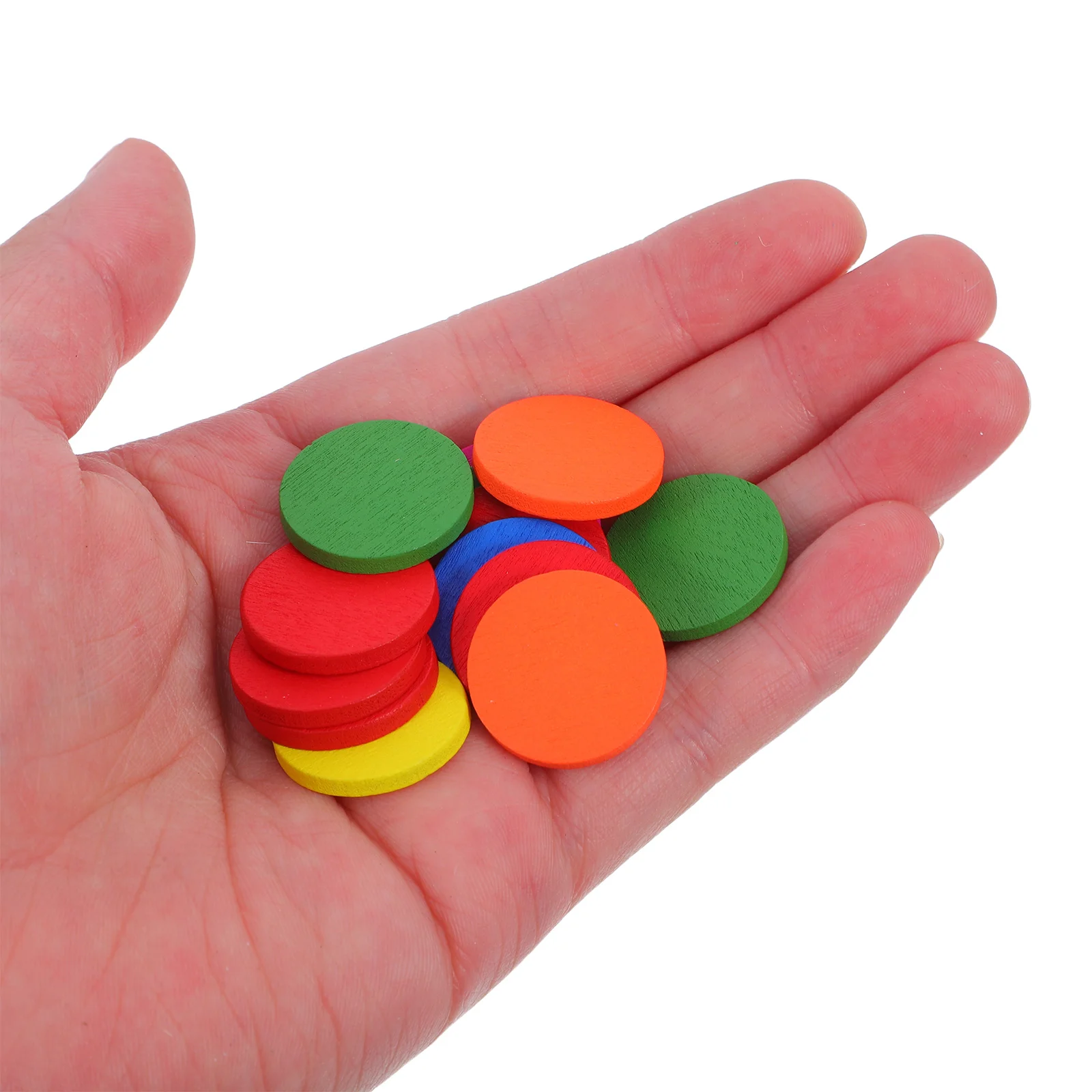 

100 Pcs Wooden Discs Montessori Educational Tool Colorful Round Wood Pieces Thick Craft Learning Toy for