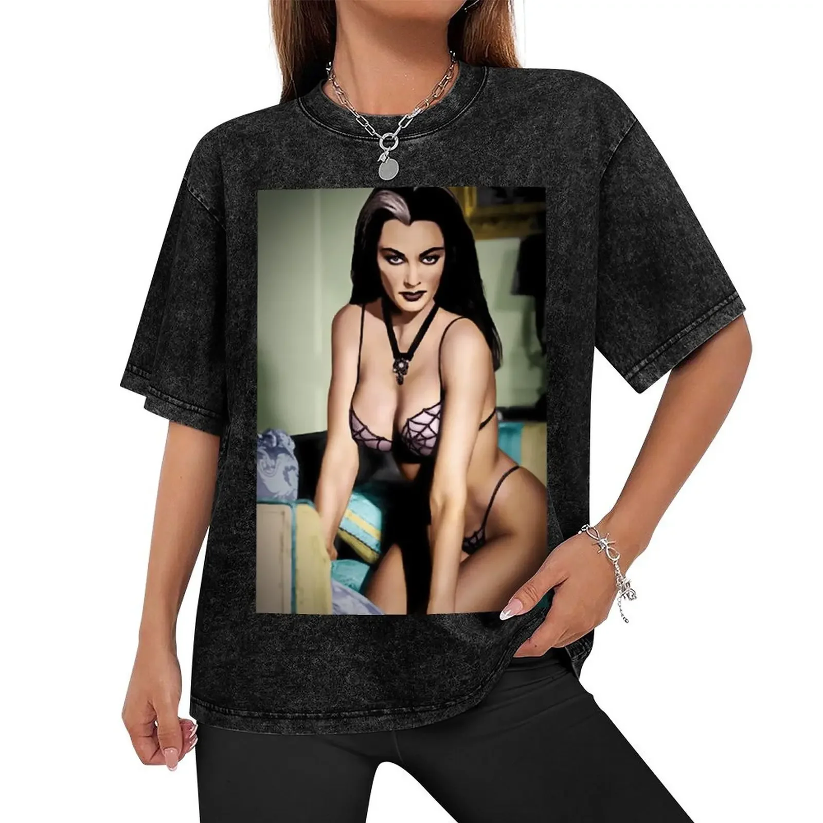 Lily Munster Colorized by Franchi Torres T-Shirt oversized graphic tee tops essential t shirt summer top mens plain t shirts