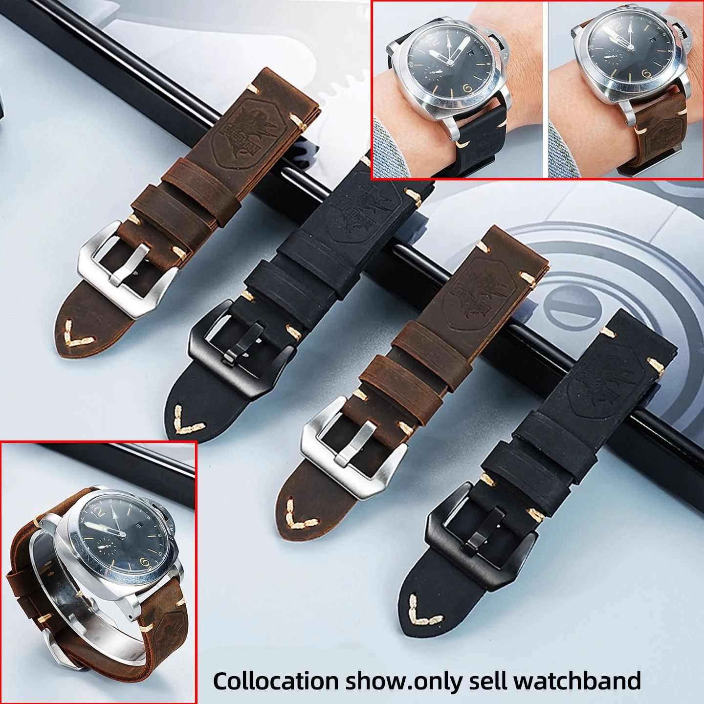 Ремешок для часов из воловьей кожи 22 мм 24 мм для Panerai Breitling Tudor, мягкий кожаный ремешок в стиле ретро, мужской сменный браслет, аксессуары для браслета