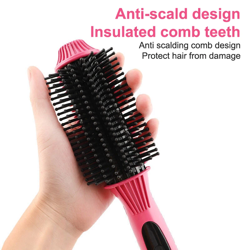 Multifunctional Heating Curling Iron Ceramic Heated Round Brush Electric Hair Straightener Brushes Professional Styling Tool view 5