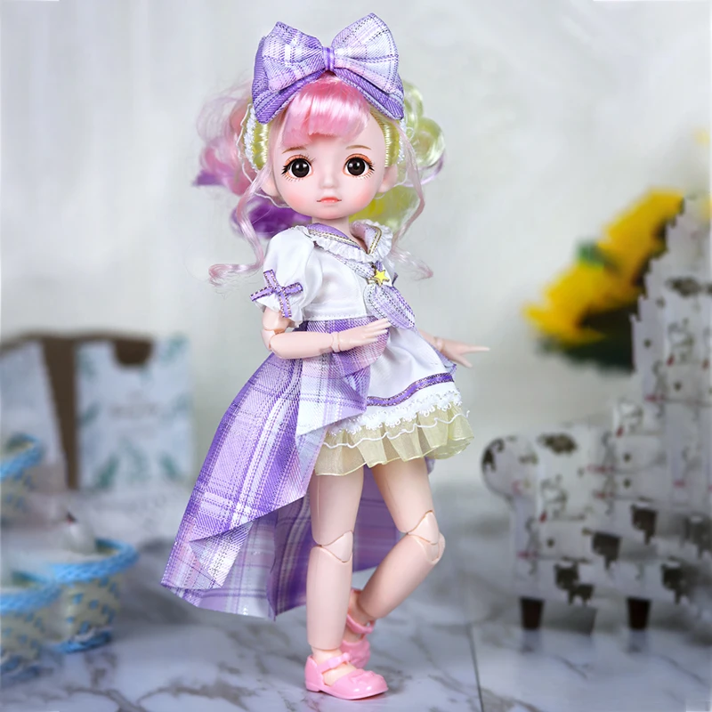 30cm Doll BJD Snow Queen mechanical joint Body With makeup hair eyes clothes shoes girl anime 1/6 SD The best gift for children