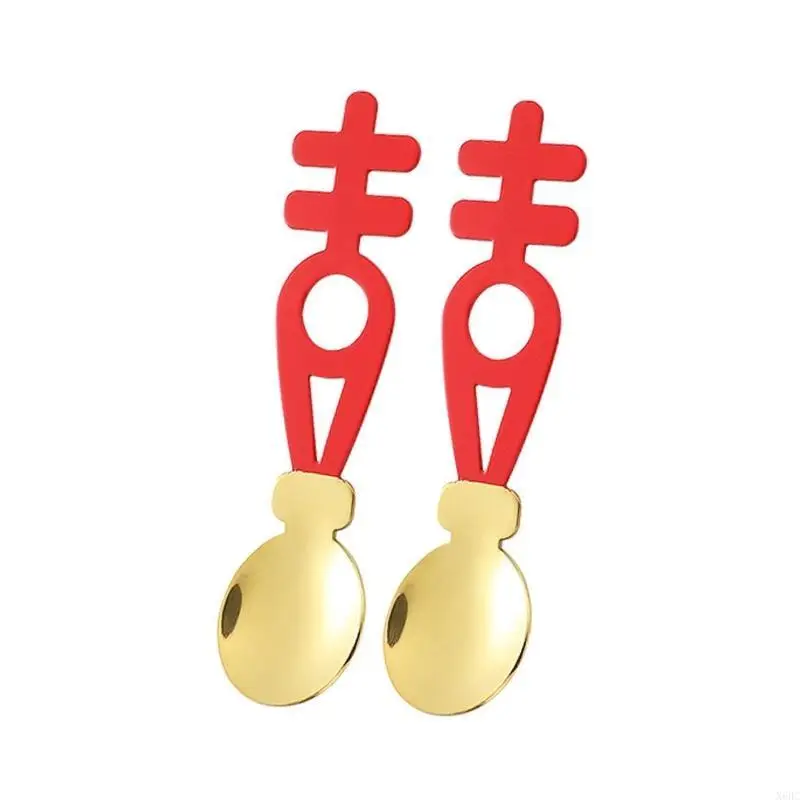 

X6HC Stainless Steel Chinese Wedding Spoons Coffee Spoon Dessert Spoon Wedding Theme Spoons Perfect Gifts for Wedding Couples