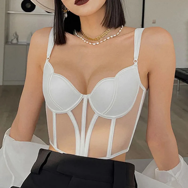 CINOON Women Push UpTransparent Lingerie New Sexy Shaper Bra Thin Beauty Back Underwear Female Fishbone Gauze Bralette