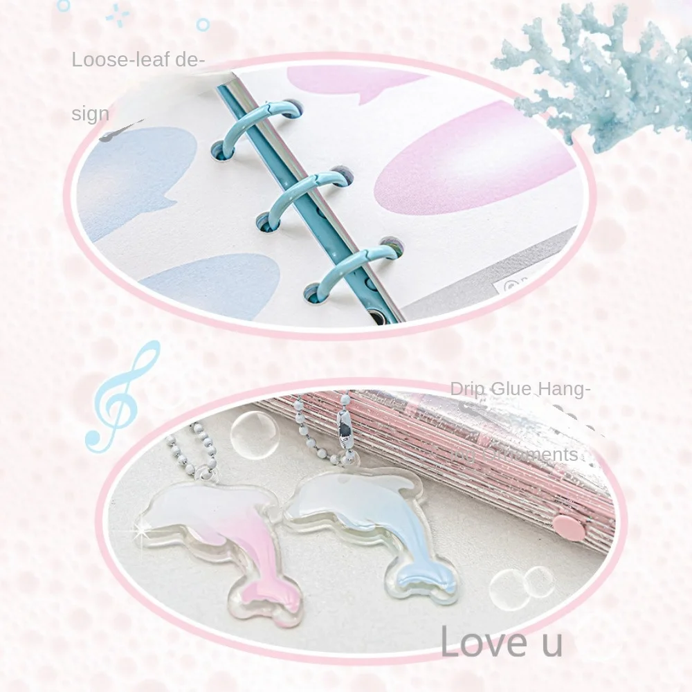 Kawaii Retro Style Mini Transparent Notepad Card Display Hand Book Loose-leaf Notebook Set Cute Creative Mini Loopbook Planner