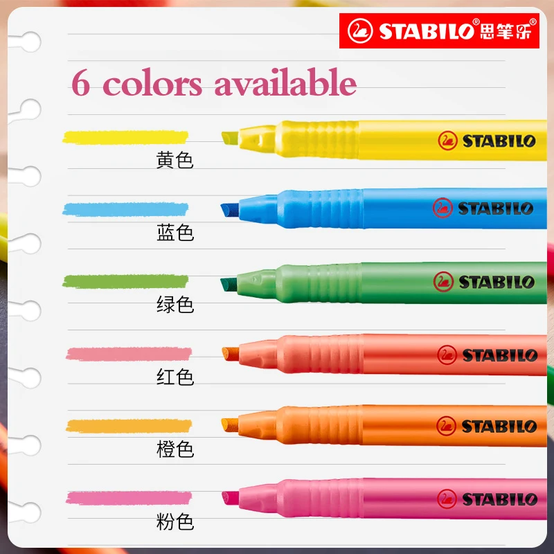 Imagem -04 - Stabilo Highlighter Estudante Livro Fluorescente Marcadores Marcadores Marcadores Canetas Marcador de Arte Artigos de Papelaria Kawaii Material Escolar Peças Novo