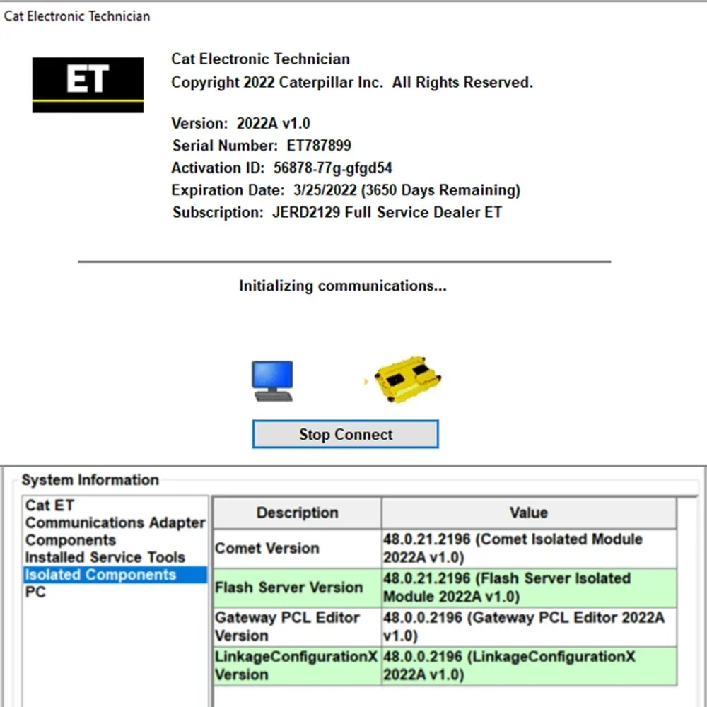 Software Version 2019A 2019C KEYGEN 2023A One PC Truck Parts CAT ET3 Adapter With USB WIF Caterpillar Heavy Duty Scanner Other