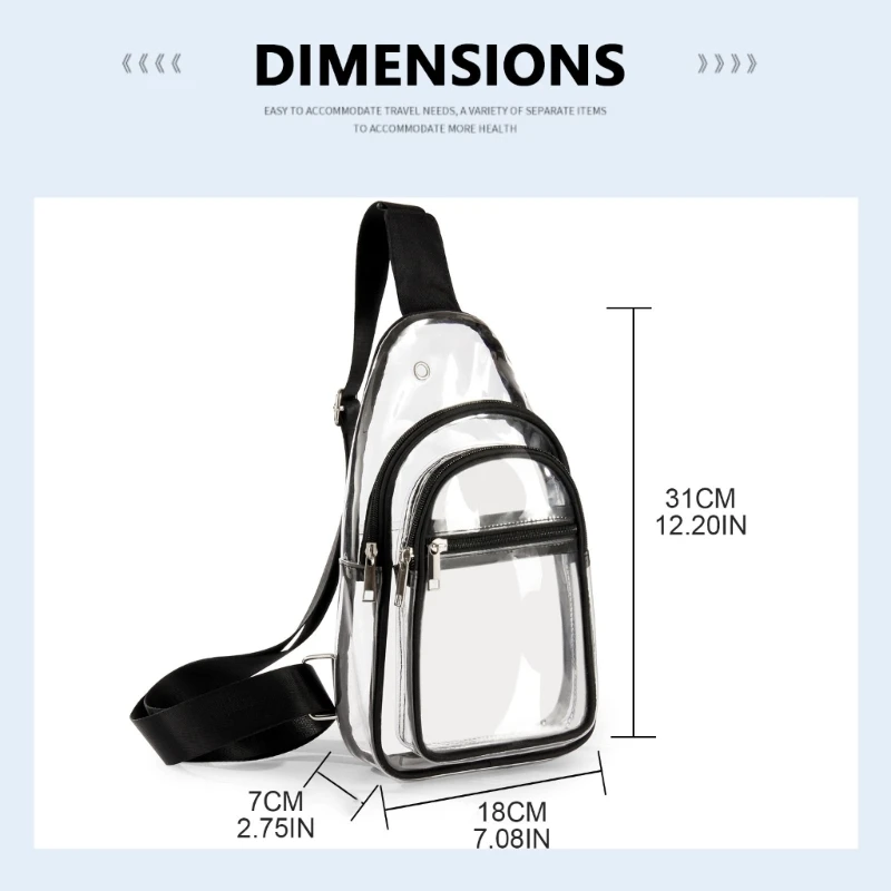 Clear Fanny Packs Crossbody Shoulder Bag for Men Chest Bags Travel PVC