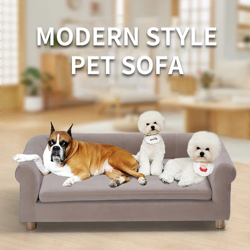 Luxury Dog Bed Sofa Large Modern Breathable House Pattern Design Cooling Solid Stylish Pet Couch Comfort Sleep Wholesale Pet