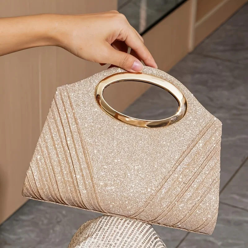 

1pcs Elegant Pleated Handbag for Women Fashion Crossbody Tote Luxury Satin Party Clutch Bag for Gala Events Parties & Weddings