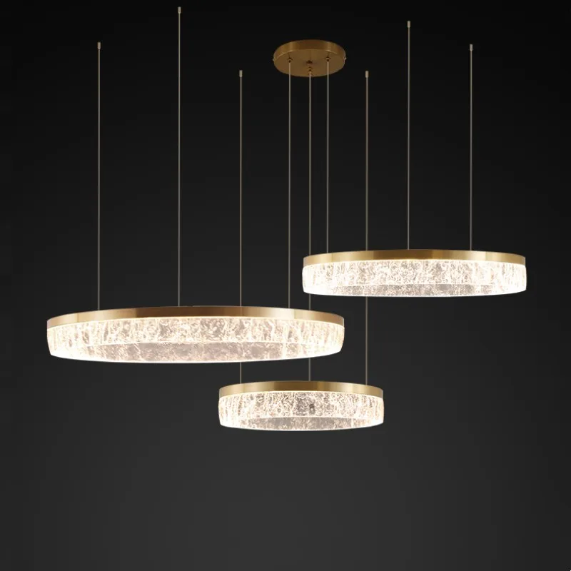 Postmodern Light Luxury Circular Ring Living Room Chandelier Creative Restaurant Hanging Lights Study Model Room Light Fixtures