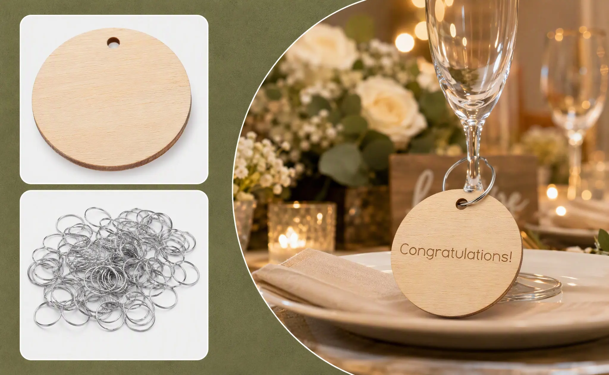 100Pcs Wooden Disc Tags for Calendar Crafting Blank Undyed Surface 2 Holes Stainless Steel Rings Included Ideal for Birthday