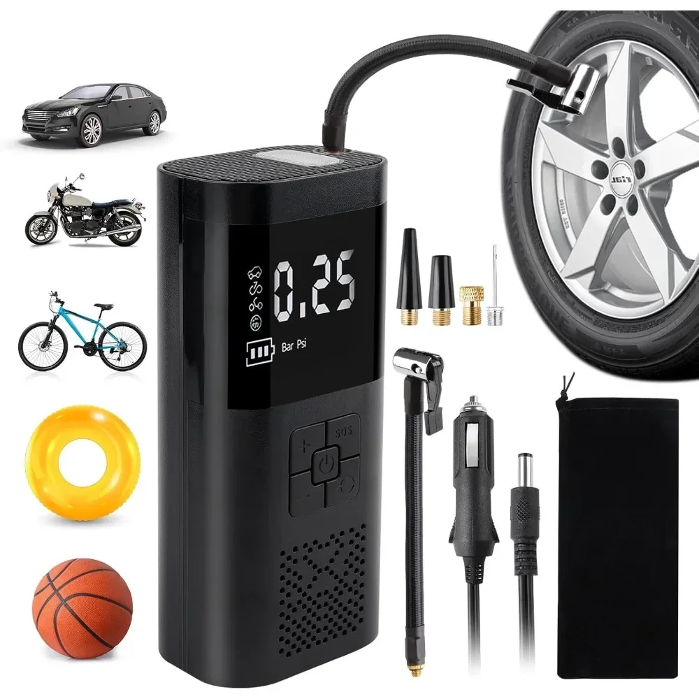 New Tire Inflator Air Compressor 60W  150PSI Air Pump Wireless with LED Light Digital LCD Display Portable Tire Pressure Gauge