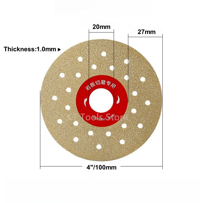 Diamond Cutting Grinding Disc 4\'\' 100mm Double Side Vacuum Brazed Diamond Blade for Granite Marble Procelain Ceramic Tile Quartz