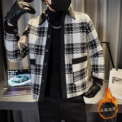 Chaqueta Bomber corta de pata de gallo para hombre, abrigo informal grueso y cálido, Parka a prueba de viento, ropa de calle, invierno, 2023