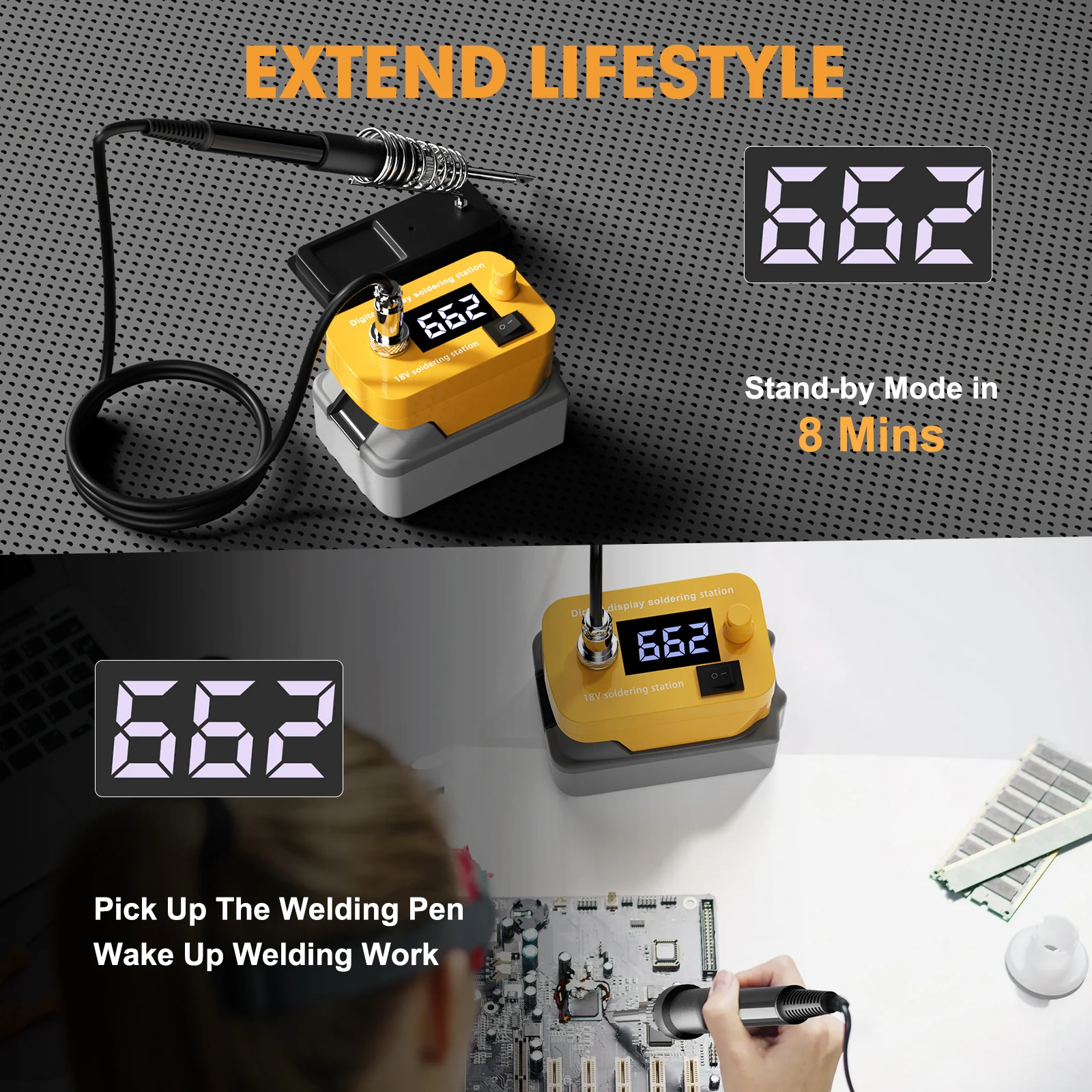 Nananuu سبيكة لحام لاسلكي لبطارية ديوالت ليثيوم أيون شاشة ديجيتال تسخين سريع 60 واط PCB أداة لحام لحام كهربائية #4