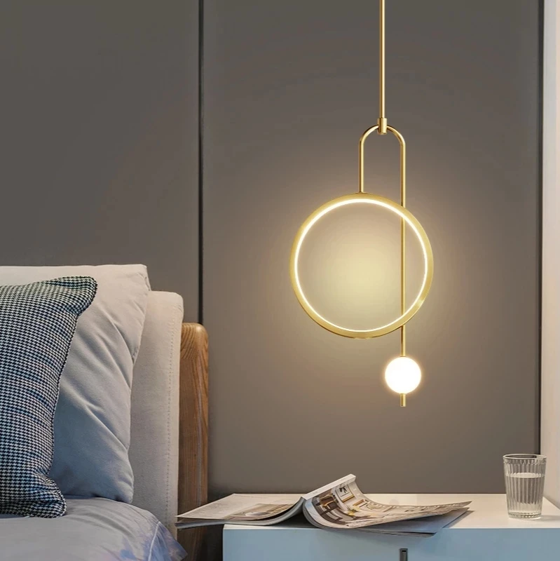 estilo nordico led pendant light design moderno de bola anel de ouro minimalista lampada pendurada para sala de estar fundo luxuoso 01