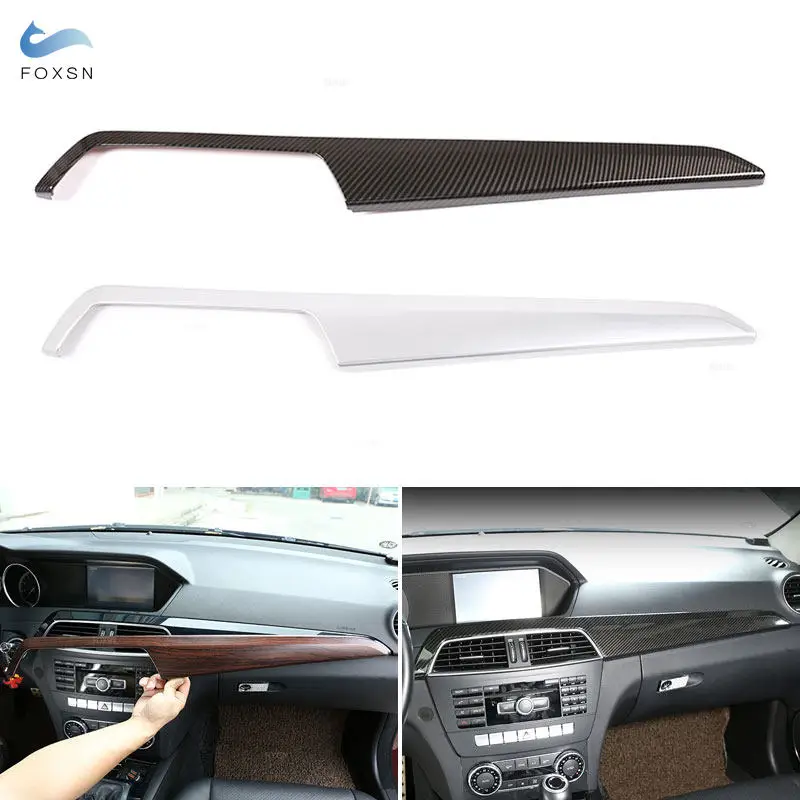 

ABS Pine Wood Grain / Carbon Fiber Texture LHD Car Center Control Dashboard Cover Panel for Mercedes Benz C Class W204 2010-13