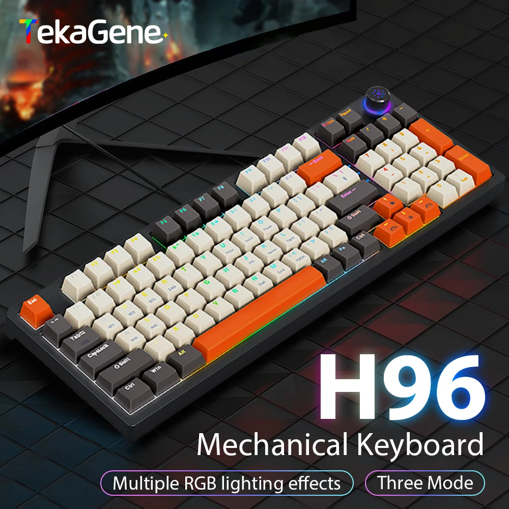 Mechanical Keyboard For Laptop Computer PC 96 Keys Bluetooth 2.4G Wireless Wired Three Mode Gaming Office Keyoards RGB Lighting