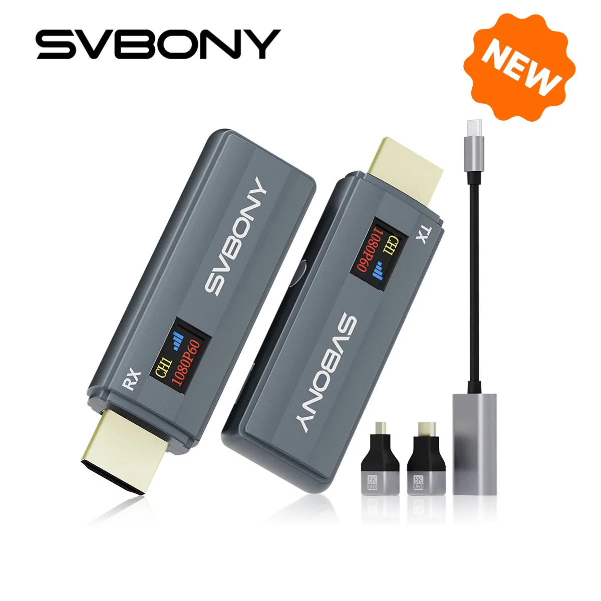 Retekess Svbony ST2 HD Wireless Video Transmitter and Receiver HDMI Transmission System with 0.42”OLED Color Display 5G 50-80m