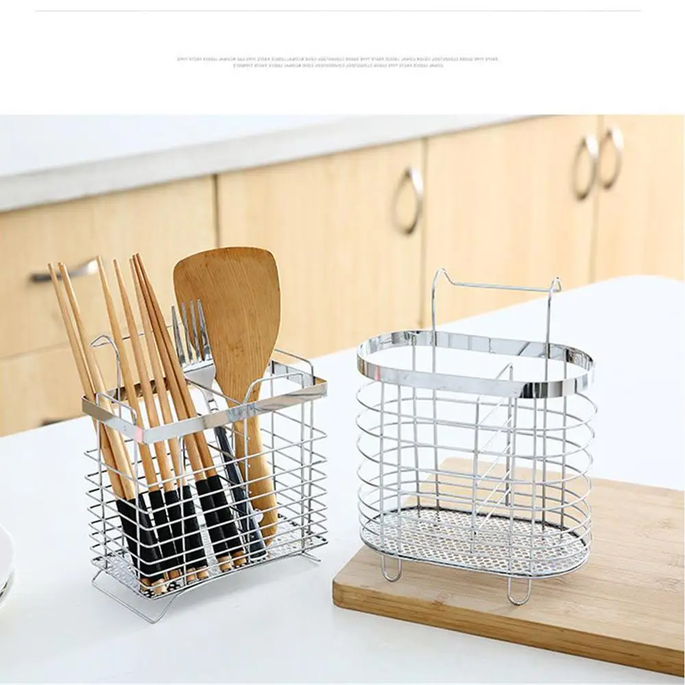 Tableware Tube Hanging Organizer Metal Kitchen Accessories Cutlery Holder Spoon Fork Chopsticks Tableware Draining Rack Kitchen