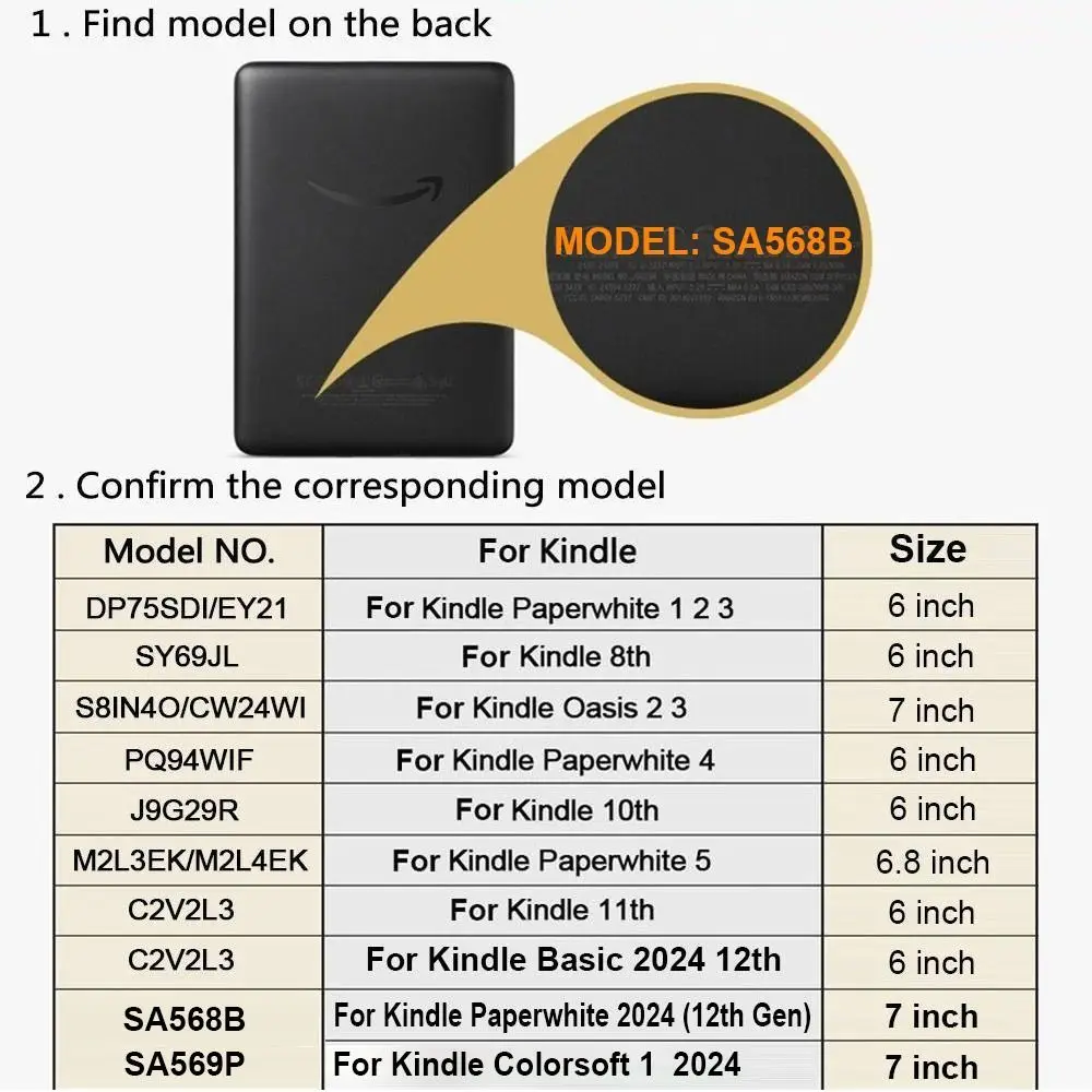 1 قطعة حافظة القارئ الإلكتروني Colorsoft لـ Kindle Paperwhite 7 بوصة 2024 (12th Gen) غطاء خلفي من الأكريليك غطاء حماية تلقائي للاستيقاظ/النوم #3