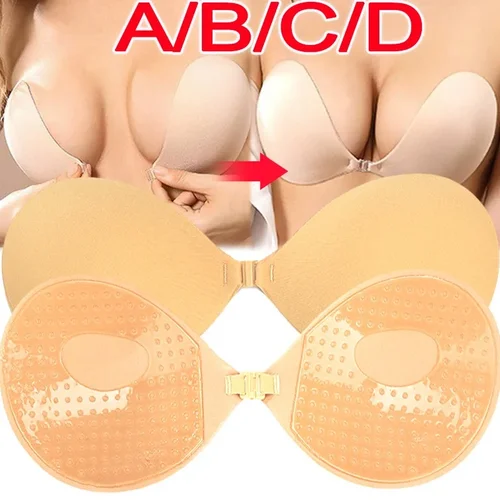 Imagen 2 del producto Sujetador adhesivo Invisible sin tirantes para mujer, sujetadores push-up sin tirantes, lencería sin costuras, cubierta de pezón de silicona, Bralette, ropa interior