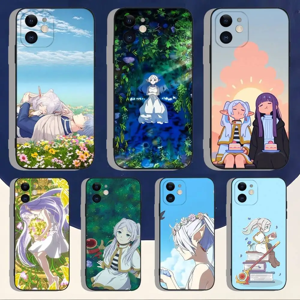 

S-Sousou No Frieren Phone Case For iPhone 16,15,14,13,12,11,Pro,Max,Plus,X,XS,XR,SE,8,7,Mini,Soft Silicone Black Case