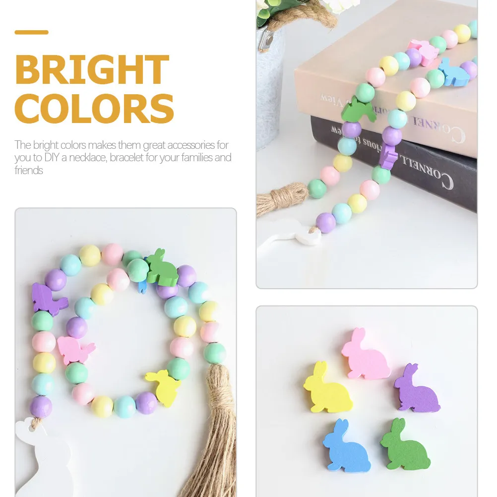 

50 шт. деревянных бусин в форме кролика для рукоделия, украшения на Пасху и праздничного декора