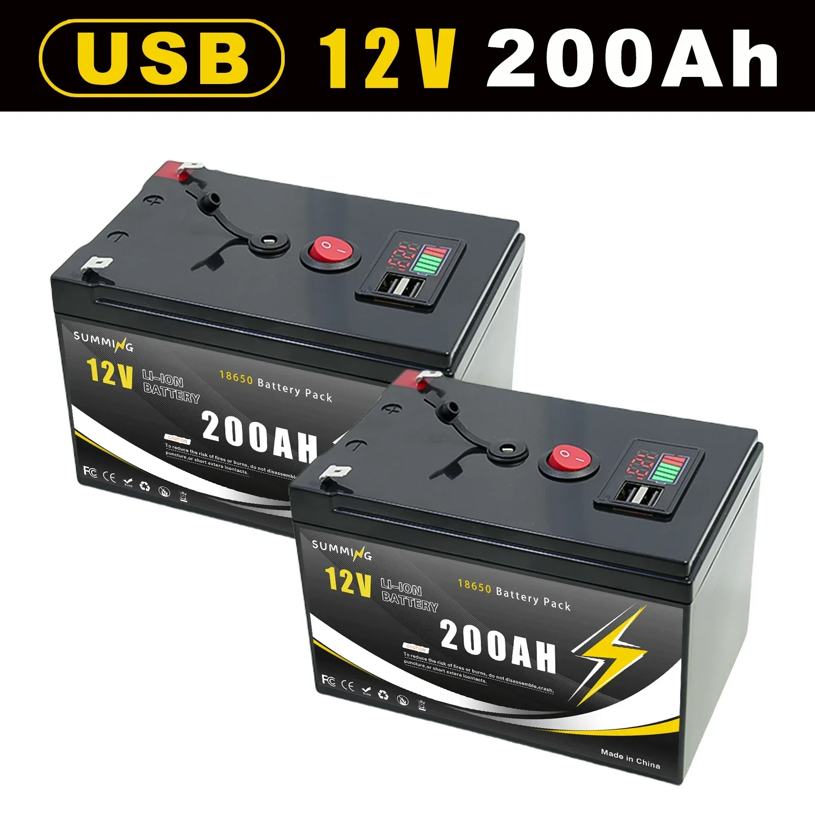 

Upgrade 12V 200Ah LiFePO4 Rechargeable Lithium Battery, Up to 4000+ Cycles️for Small UPS, Solar Power,Fish Finder,Power Wheels