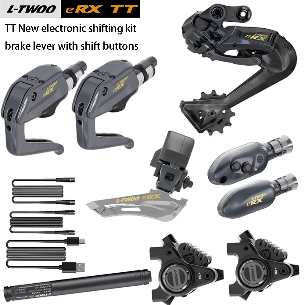 

L-TWOO eRX TT Road Bike Electronic Shifting Groupset Flat Hydraulic Disc Brake Caliper For 10-12S Speed