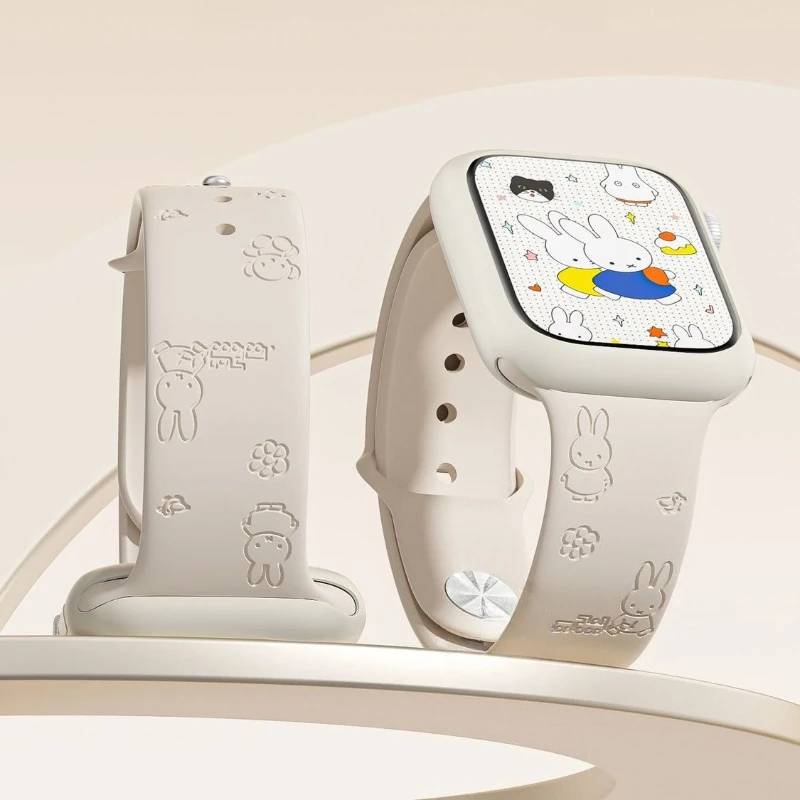 سوار ساعة ميفي كاواي كارتوني من السيليكون لساعة Iwatch 10/11 حزام مطبوع ممتاز مع إبزيم قابل للتعديل إكسسوار هدايا أنيق #2