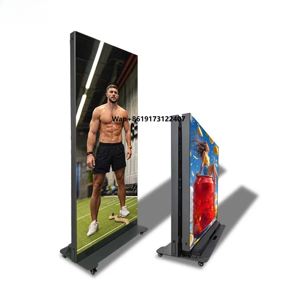 Factory Wholesale Indoor/Outdoor GOB LED Poster Display Screen Safety High Quality Portable Foldable Advertising Video Wall IP65