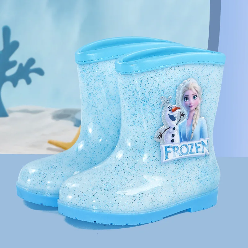 Disney Children\'s Rain Shoes Frozen II Elsa Student Cartoon Rain Boots Frozen Princess Water Shoes Non-slip Short Boots