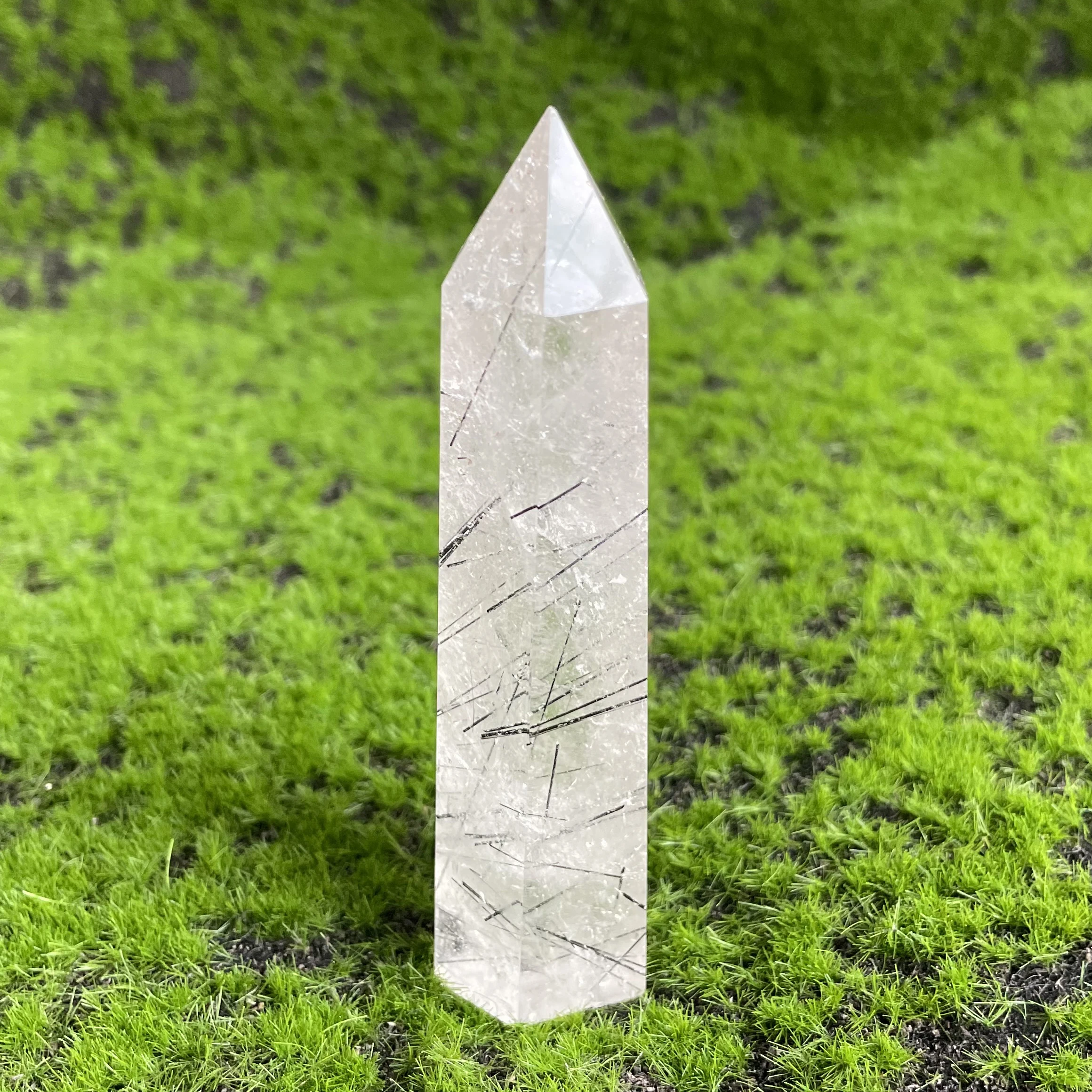 89g Natural Stone Black Quartz Rutilated Crystal Tower Decor Rock Wand Point Rough Polished Quartz Obelisk Healing W1