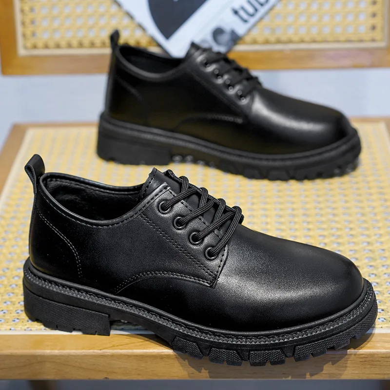 New Men's Leather Shoes Casual Comfort Black Formal Oxfords For Men Lightweight Office Shoes