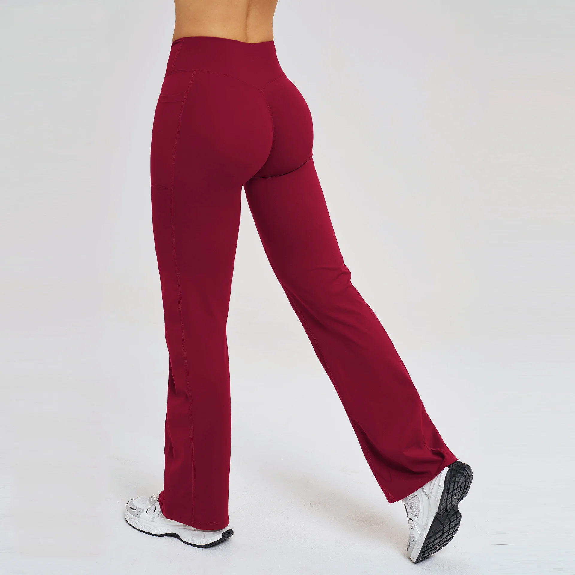 Cross High Waist Yoga Pants Solid Color Cloud Feeling Gym Wide Flare Leg Sports Trousers Workout Fitness Outdoor Running Pants