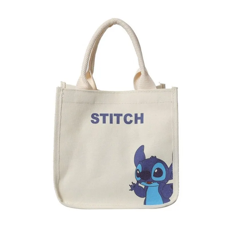 Disney 2024 New Cartoon Stitch Cute Canvas Bag Work Commuting Lunch Bag Student Bringing Meal Tote Bag Multi-Purpose Mummy Bag