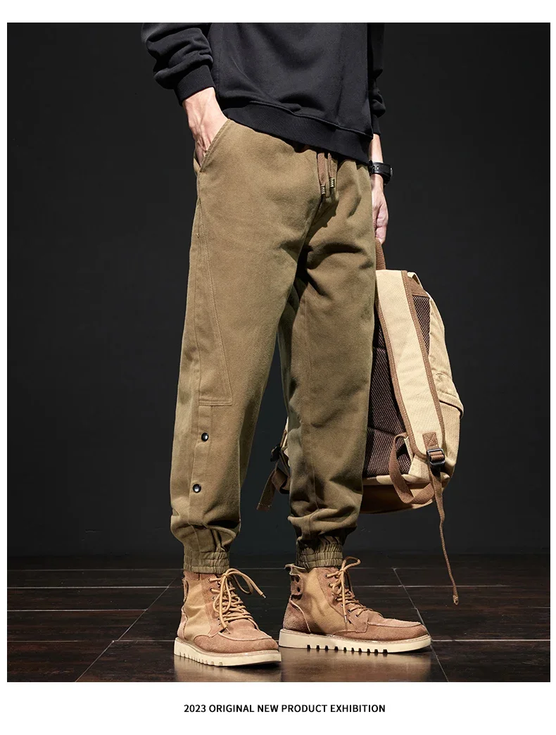 Heavy overalls for men in autumn and winter American trendy brand Pi Shuai 2024 plus velvet harem leg casual long pants for men