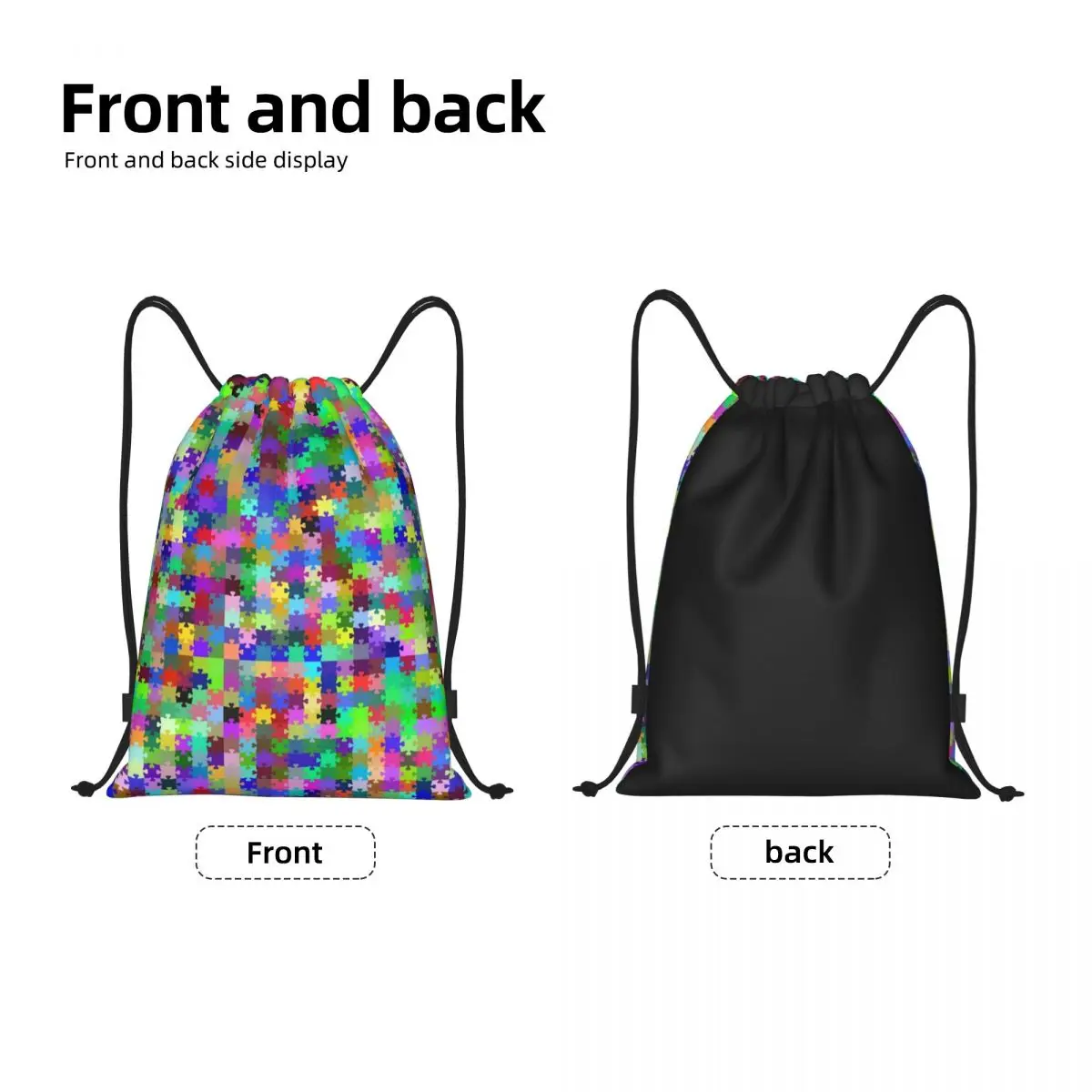 Custom Autism Awareness Puzzle Pieces Drawstring Bags Women Men Portable Gym Sports Sackpack Shopping Backpacks