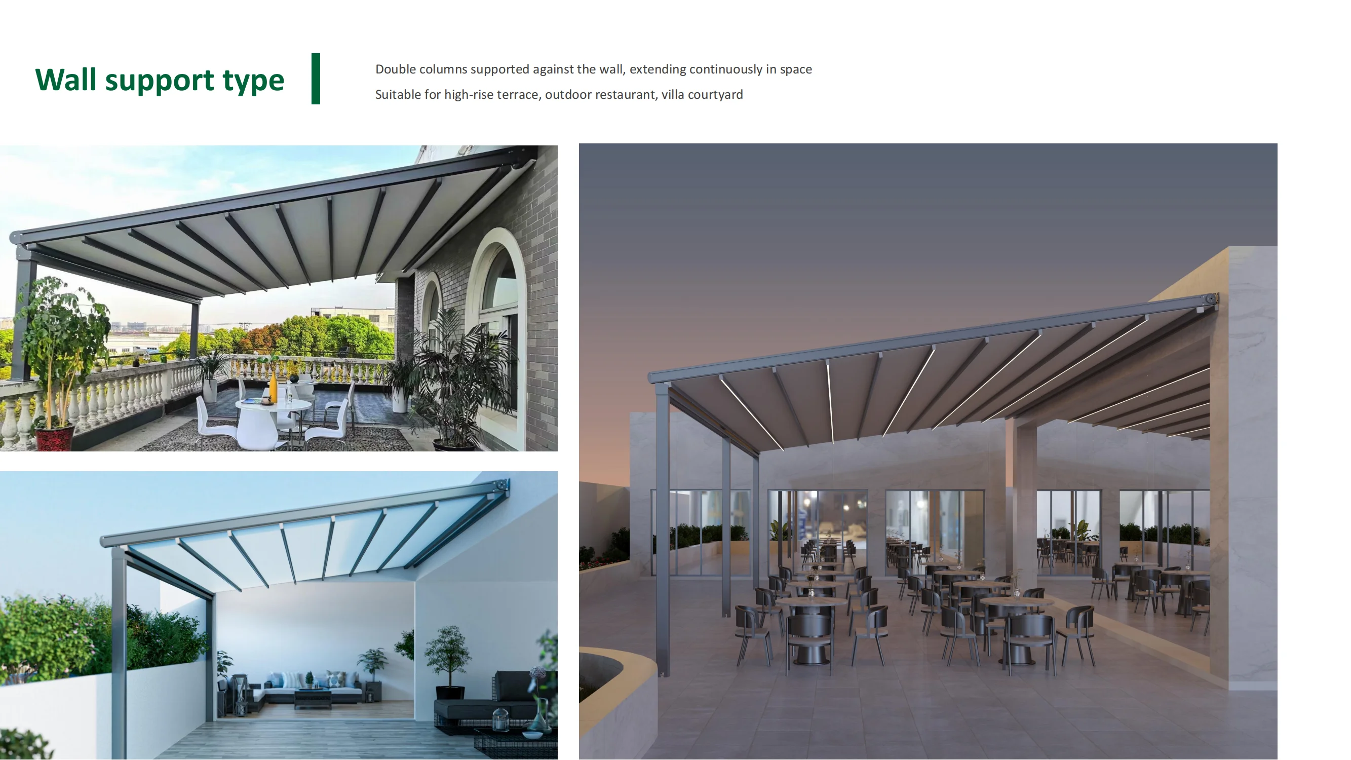 Retractable PVC Awning with Remote Control Aluminum Frame Glass Enclosure for Patio