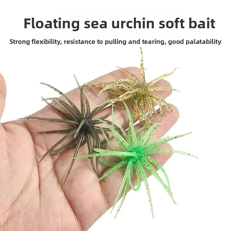 TPE Anti Tear Sea Urchin Soft Lure, Slow Sink Octopus Worm Bait Perfect for Neko Rig and Bass Angling view 4