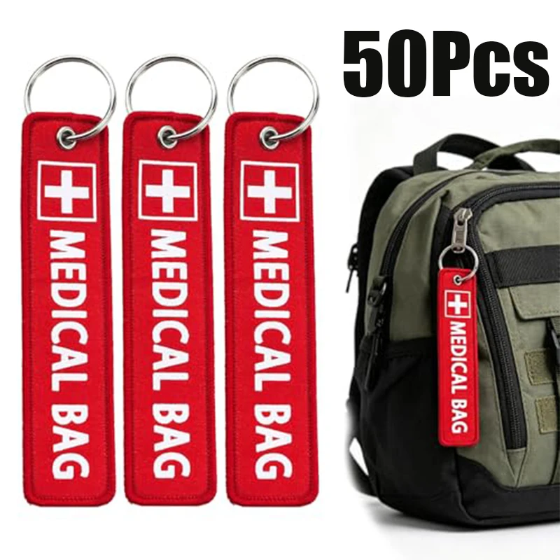 Etiquettes-de-cles-de-secours-pour-voyage-50-pieces-sangles-brodees-pour-sac-medical