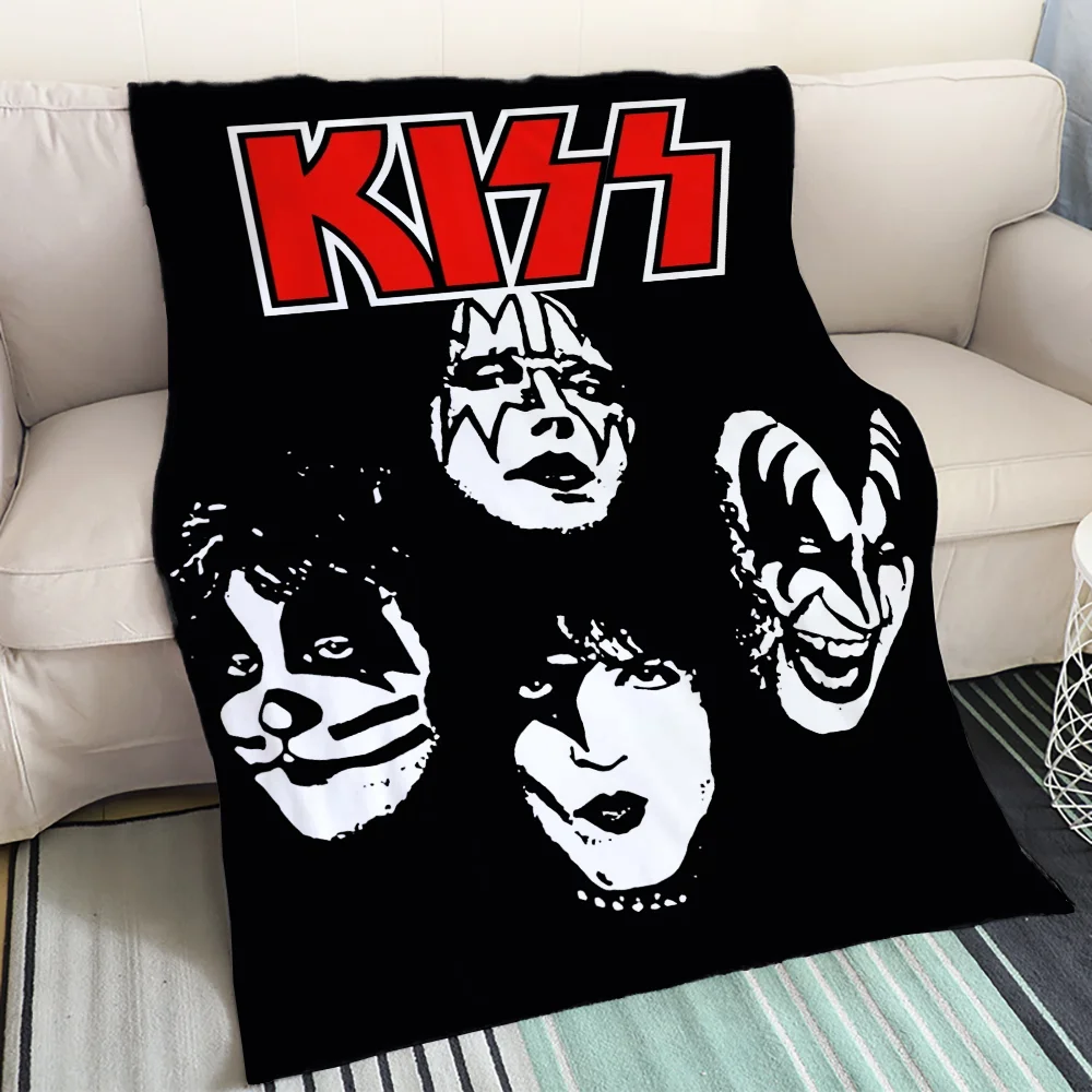 KISS Fleece Blanket Throw Luxury Blankets for Adults Fluffy Soft Blankets and Throws Decorative Sofa Blanket Music Band Cobija