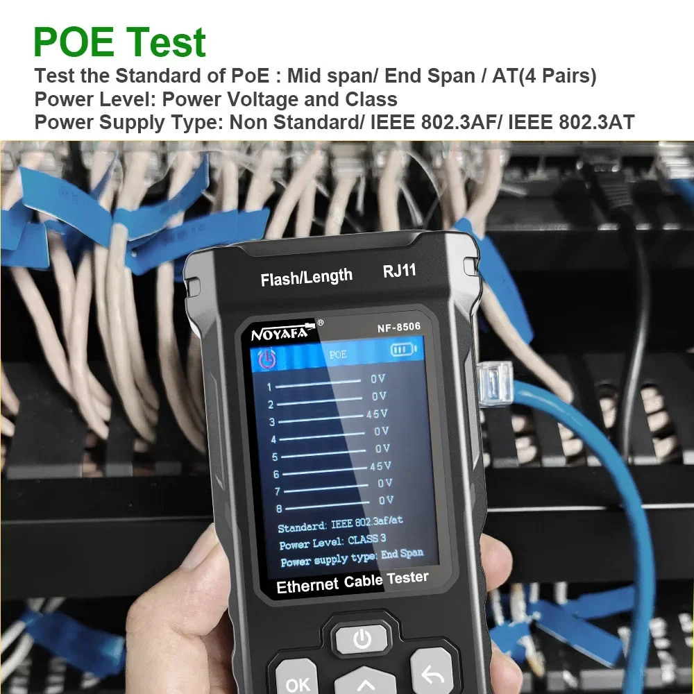 Network Cable Detector Advanced Network Cable Tester with Color Screen Multifunctional Ncv Poe Ping Ip Scan for Network