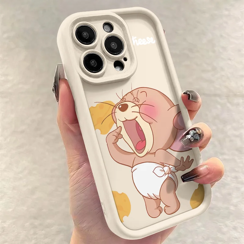 Tom And Jerry Eat Cheese Cute Phone Case For iPhone 15 14 13 12 11 Pro Max XS Max XR 7 8 15 Plus MINI Silicone Cute Back Cover