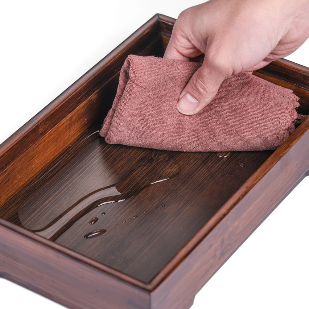 

Bamboo Tea Tray Large Capacity Detachable Panel Anti Slip Mat Clear Texture Rectangular Wood Safe Material Water Storage