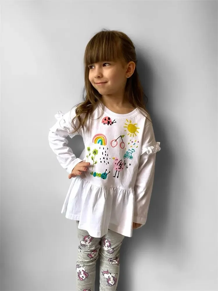 Jumping Meters Long Sleeve Girls T Shirts With Skirts For 2-7 Years Children's Blouses Kids Tees Tops Autumn Wear Blouse