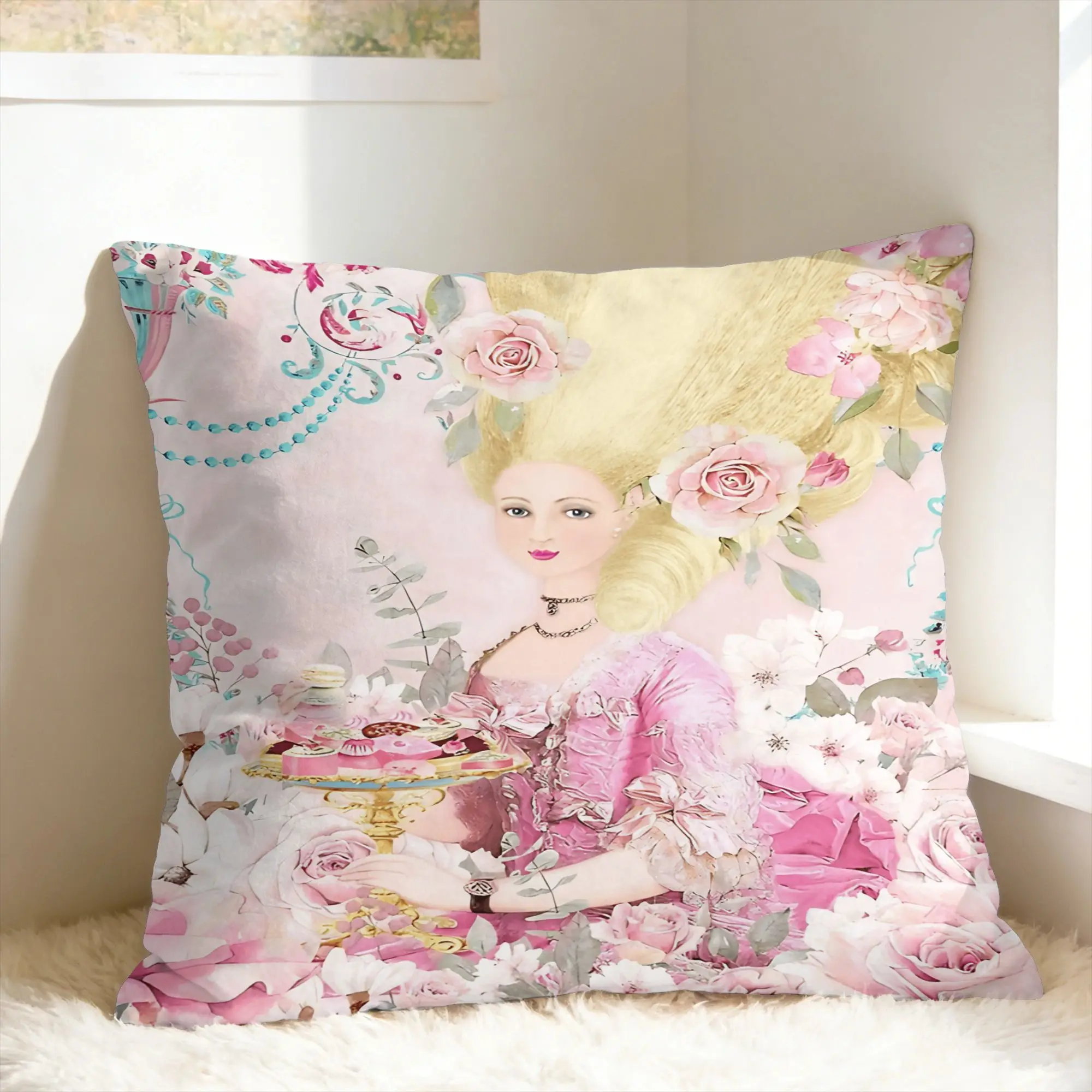 Marie Antoinette Afternoon Tea In French Paris Pillow Case  Kawaii Pillow Cover Design Pillowcases For Wedding Party Home Decor