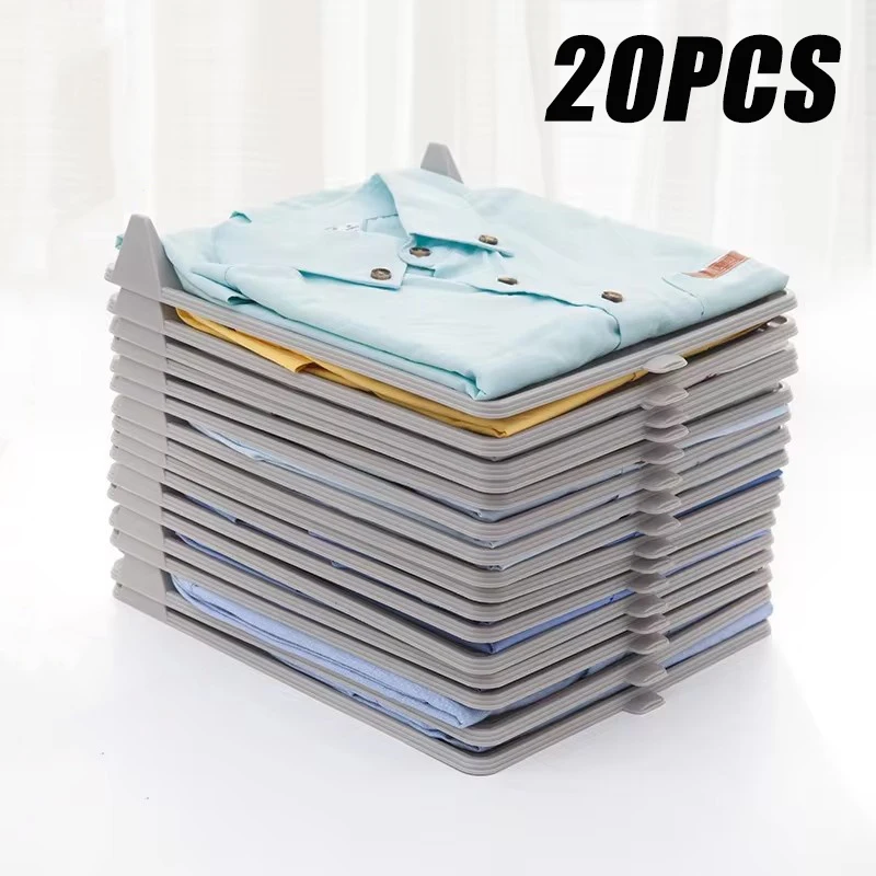 20PCS Shirt Storage Board Stackable T-shirt Organizer Folding Clothes Board Multifunctional Portable Clothes Storage with Handle