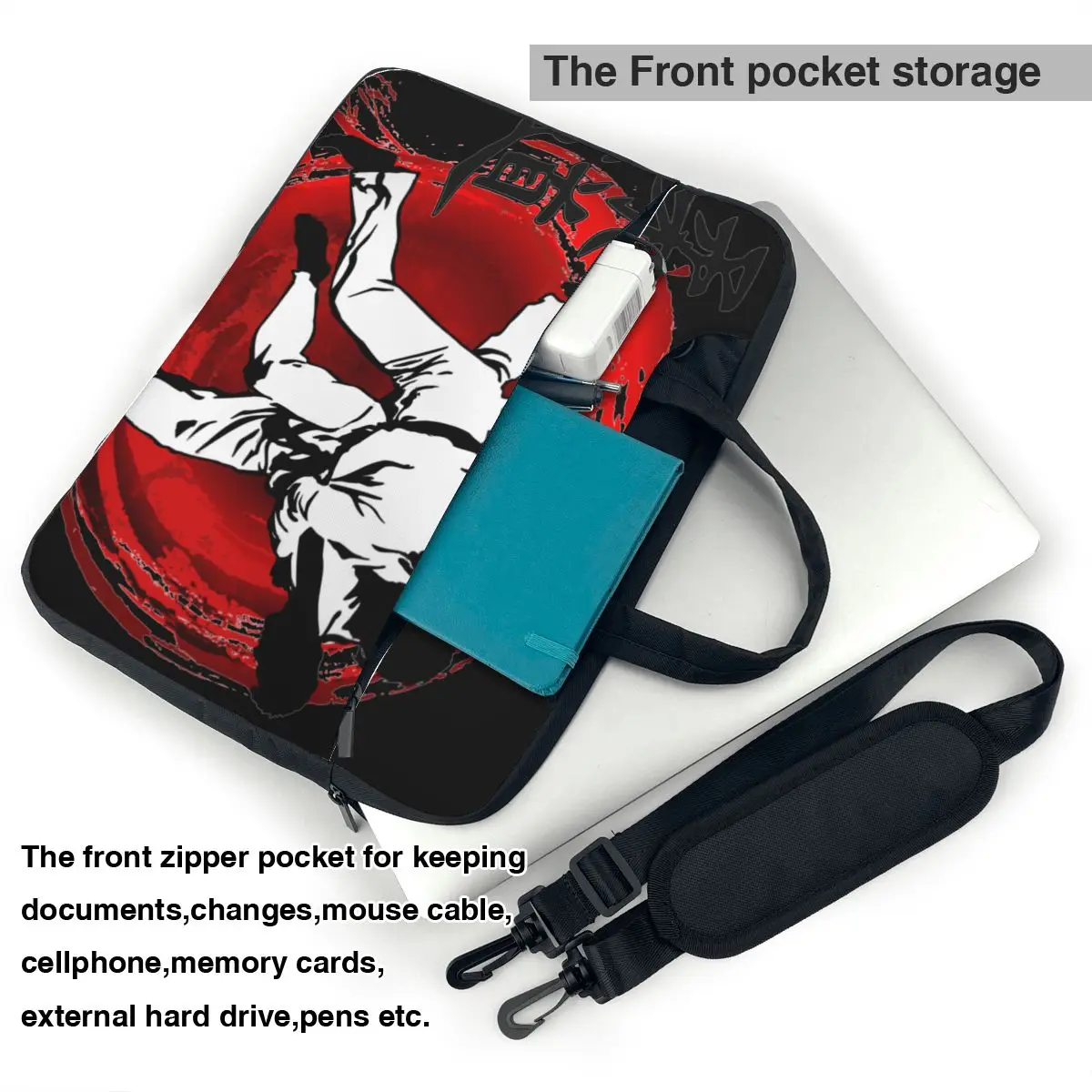 Imagem -03 - Judo Bolsa para Laptop Esportes Competitivos à Prova Dágua Bolsa para Notebook 13 14 15 Kawaii para Macbook Air Pro Asus Capa de Computador